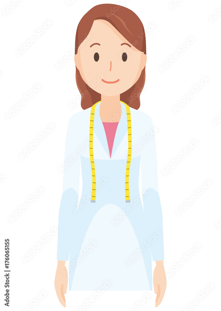 Illustration of female nutritionist standing vegetables - upper body Illustration of female nutritionist standing vegetables - upper body