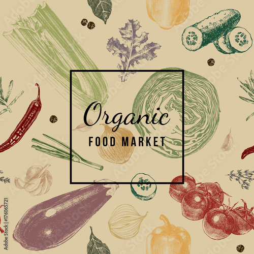 Organic food market emblem