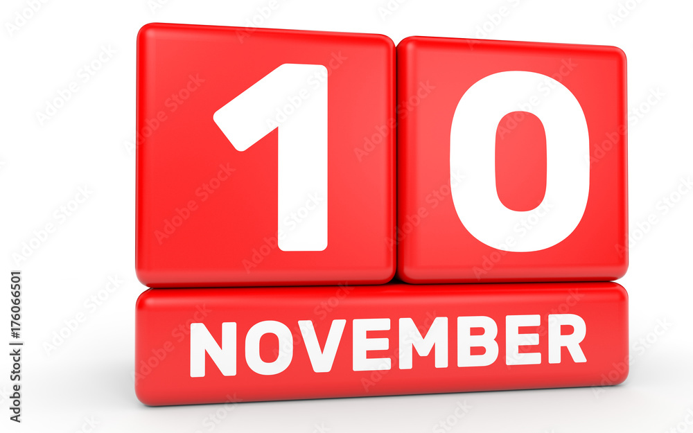 November 10. Calendar on white background.