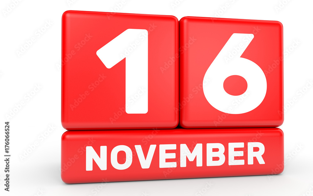 November 16. Calendar on white background. November 16. Calendar on white background.