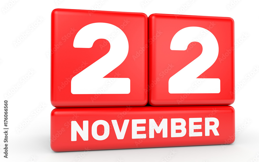 November 22. Calendar on white background. November 22. Calendar on white background.