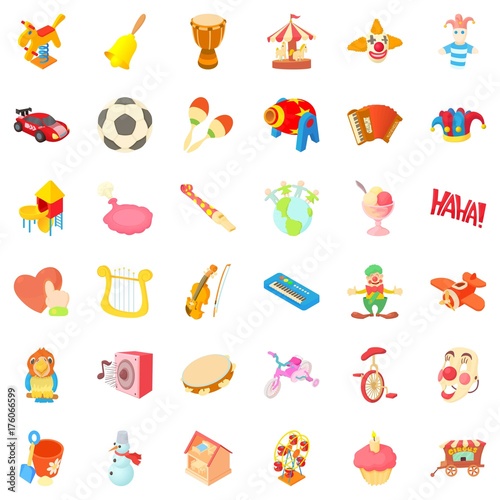 Playground icons set, cartoon style © ylivdesign