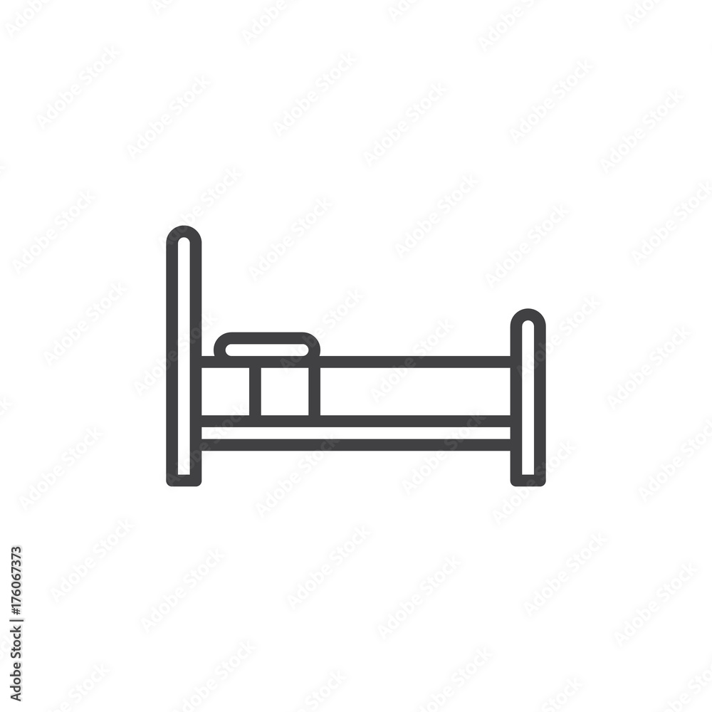 Bed household furniture line icon, outline vector sign, linear style pictogram isolated on white. Hotel room symbol, logo illustration. Editable stroke Bed household furniture line icon, outline vector sign, linear style pictogram isolated on white. Hotel room symbol, logo illustration. Editable stroke