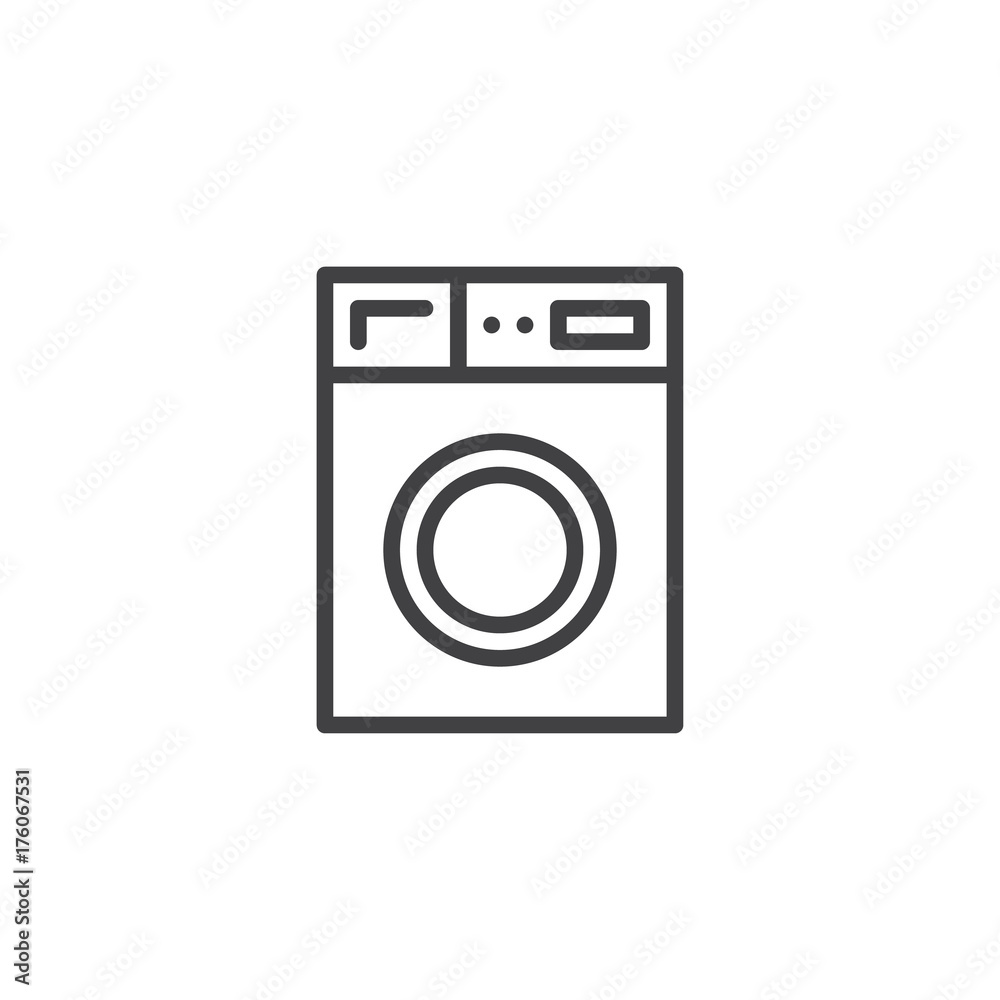 Washer machine household equipment line icon, outline vector sign, linear style pictogram isolated on white. Laundry symbol, logo illustration. Editable stroke