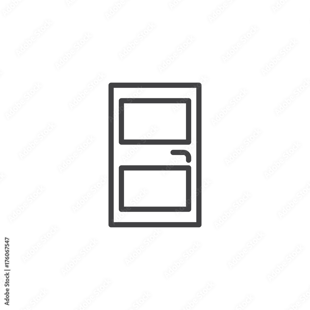 Door line icon, outline vector sign, linear style pictogram isolated on white. Symbol, logo illustration. Editable stroke Door line icon, outline vector sign, linear style pictogram isolated on white. Symbol, logo illustration. Editable stroke