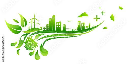 Green city concept, sustainable city vector illustration