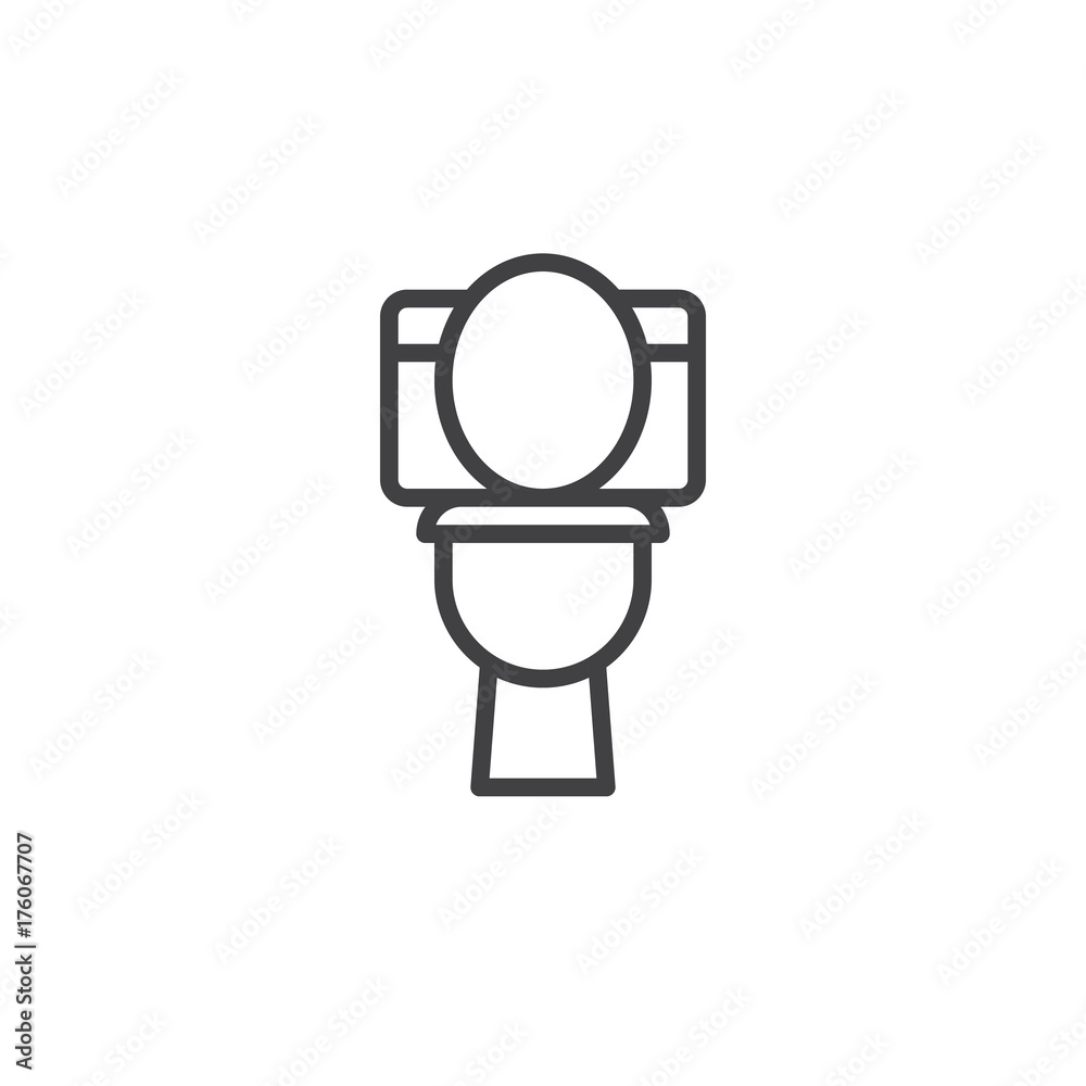 Toilet bowl line icon, outline vector sign, linear style pictogram isolated on white. WC symbol, logo illustration. Editable stroke Toilet bowl line icon, outline vector sign, linear style pictogram isolated on white. WC symbol, logo illustration. Editable stroke