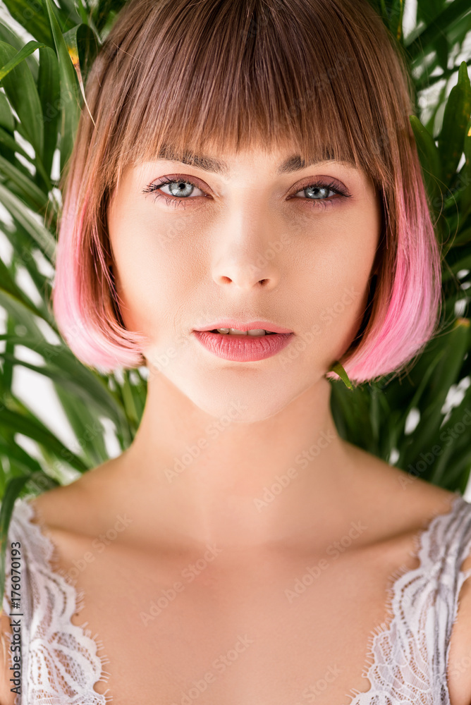 young woman with pink hair young woman with pink hair