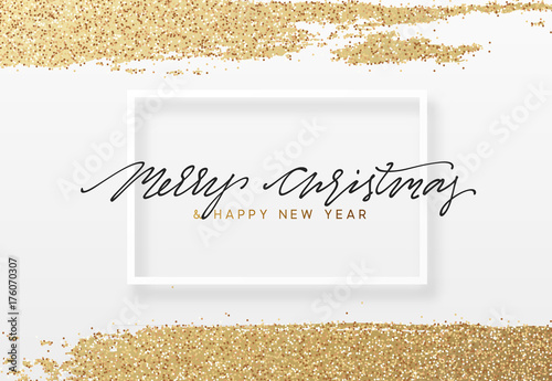 Christmas and New Year luxury gold background. Xmas greeting card,
