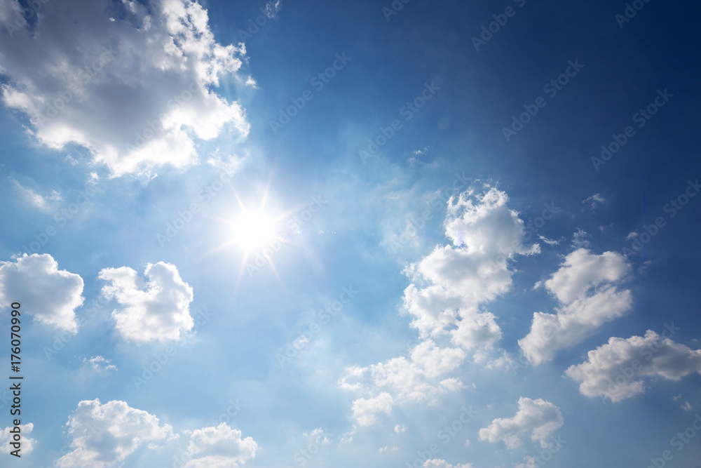 blue sunny cloud sky - obrazy, fototapety, plakaty 