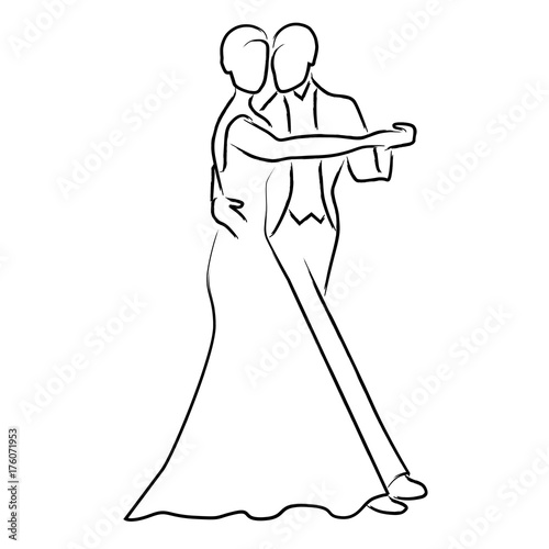 Couple dancing ballroom dance, vector logo