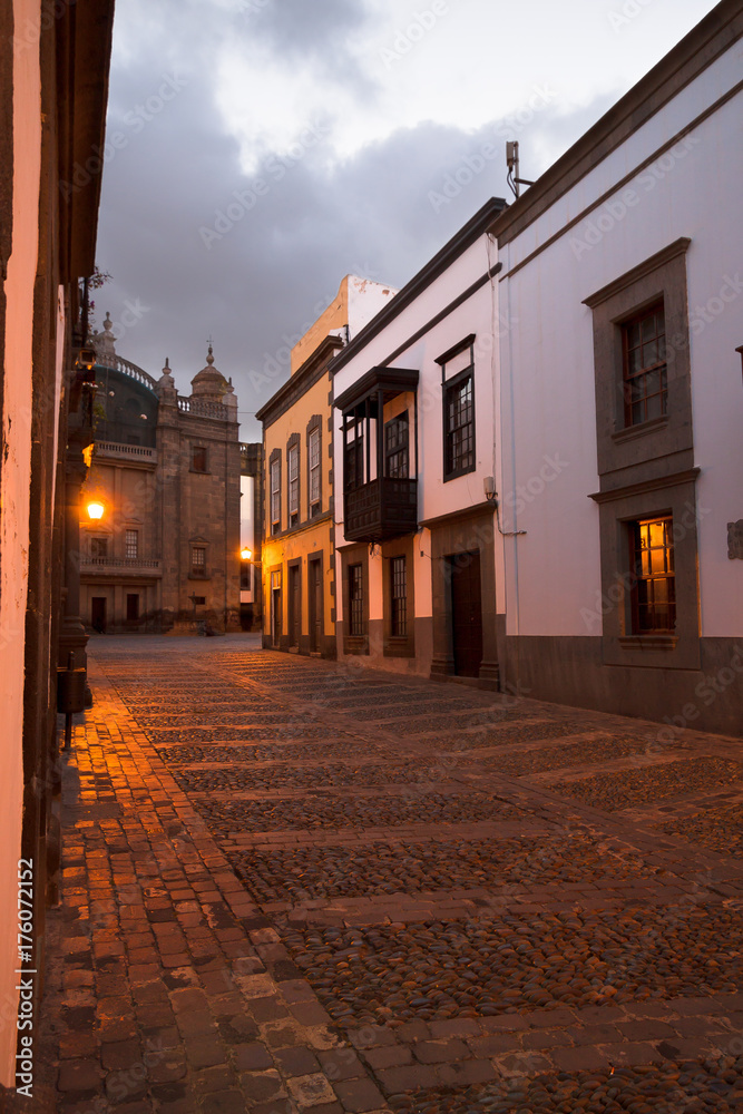 Evening Old Town in Las Palmas, Gran Canaria, Canary Islands, Spain