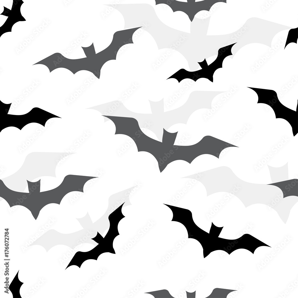 Seamless pattern with bats for Halloween. Vector illustration