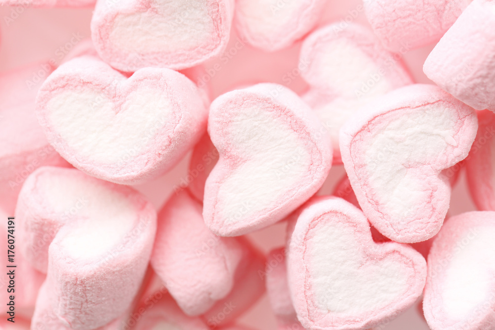 Pink Heart marshmallow isolated in white background Pink Heart marshmallow isolated in white background