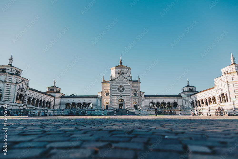 2017 Frontal view of the old Monumentale Cemetery in Milan Italy. 2017 Frontal view of the old Monumentale Cemetery in Milan Italy.