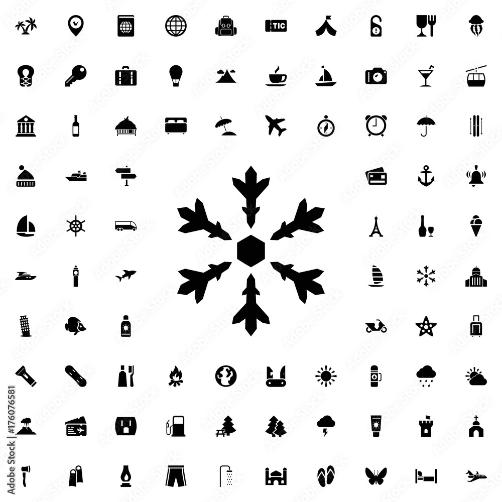 Snow icon. set of filled tourism icons.