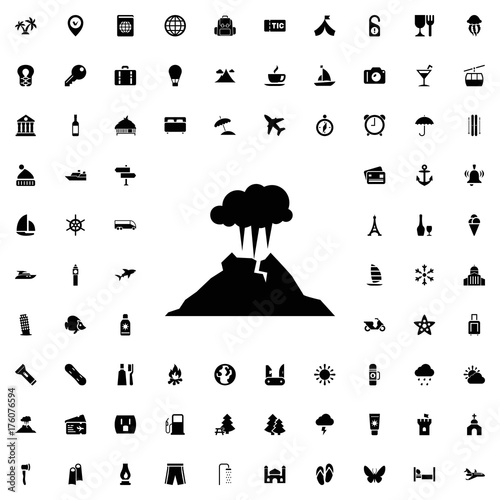 Volcano icon. set of filled tourism icons.