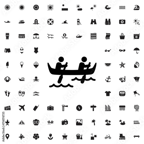 Kayak icon.. set of filled summer icons.