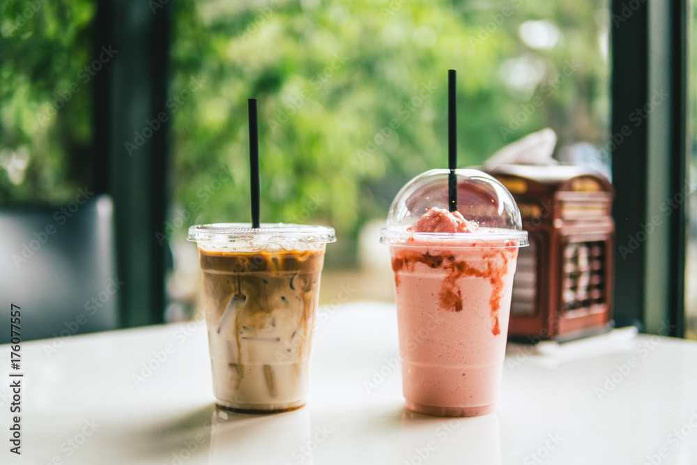 cold coffee and strawberry milk shake cold coffee and strawberry milk shake