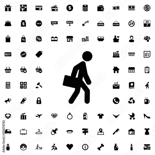 Man with briefcase icon. set of filled shopping icons. © Ilgun