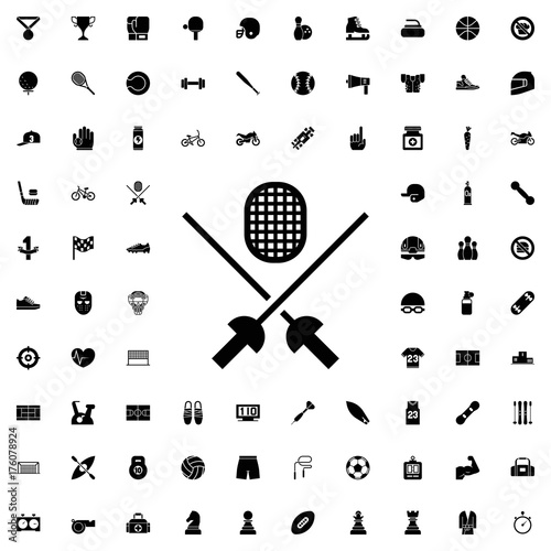 Fencing icon. set of filled sport icons.