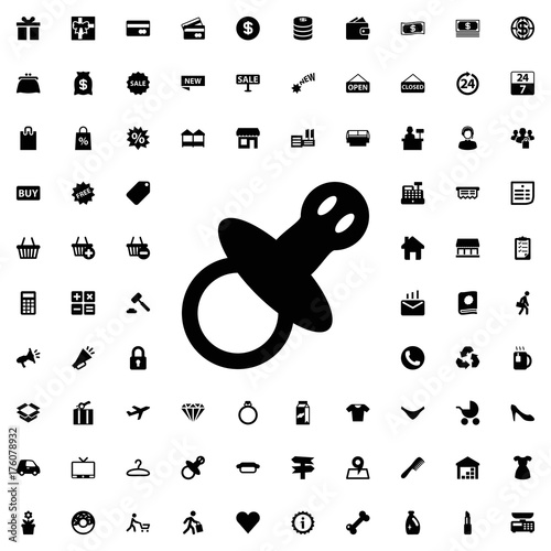 Nipple icon. set of filled shopping icons.