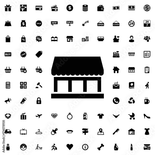 Shop icon. set of filled shopping icons.