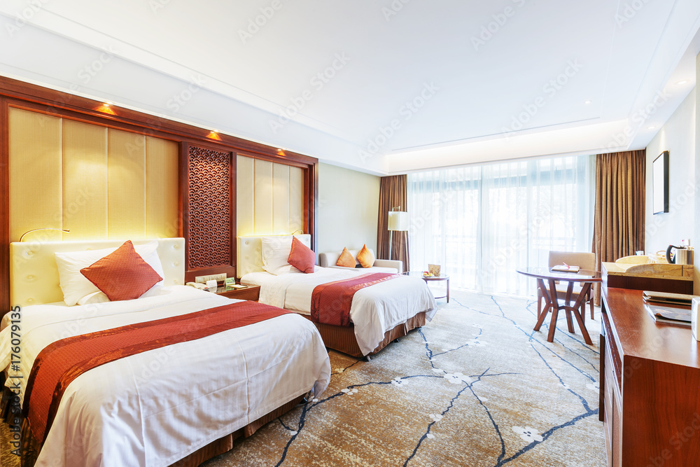 interior of modern twin bed room interior of modern twin bed room