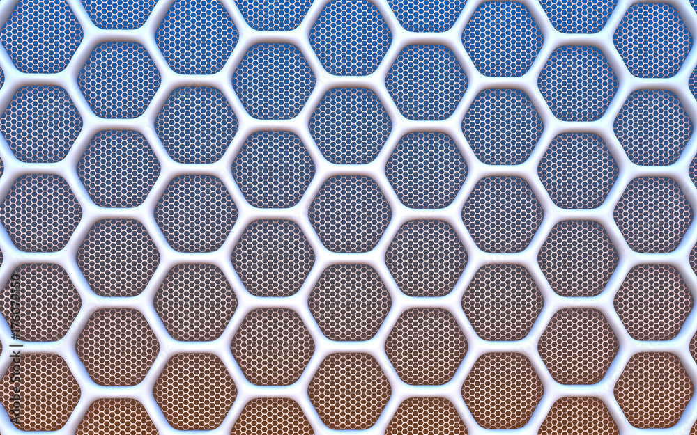 Geometric hexagonal abstract background. 3D illustration