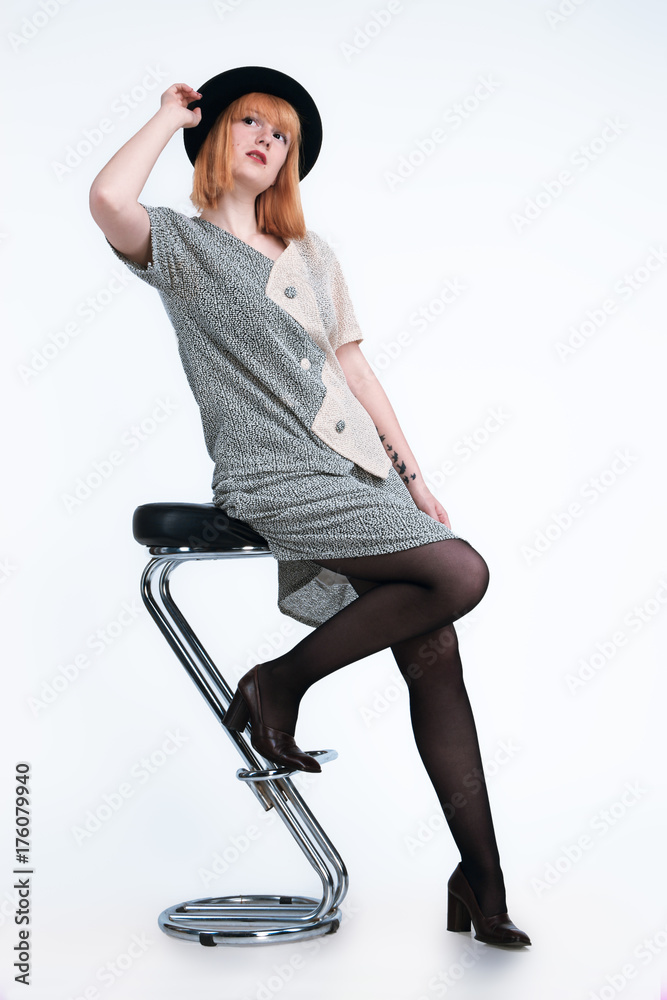 Fototapeta premium Girl in black pantyhose