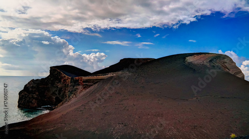 Landscape to Capelinhos volcano caldera at Faial, Azores, Portugal