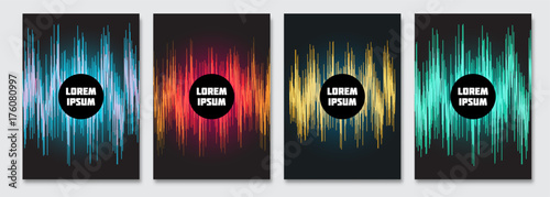 Cover design template. Vector minimal abstract background with scribble lines. Dance music party flyer, poster, brochure design. A4 size.