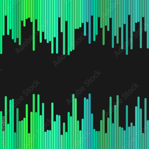 Modern background from vertical stripes in green tones - vector design on black background