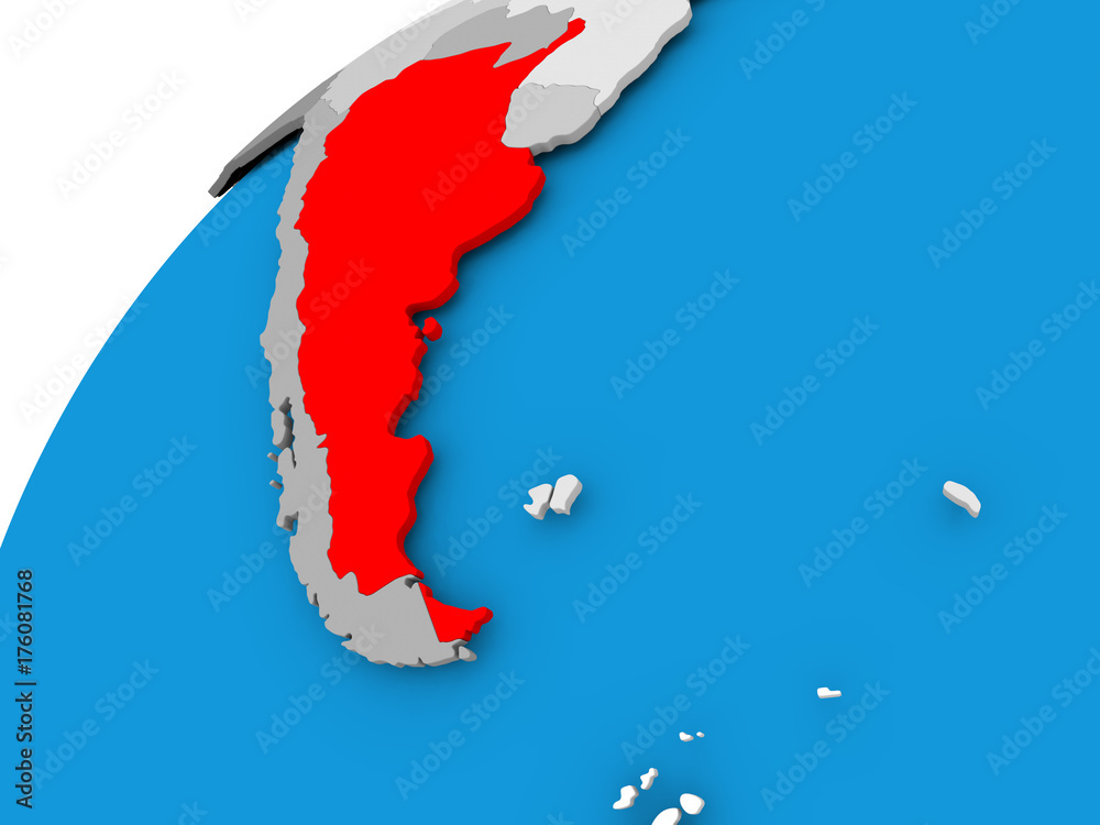 Fototapeta premium Map of Argentina in red