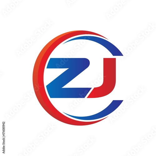 Free Download zj logo vector modern initial swoosh circle blue and red - GFXLoad