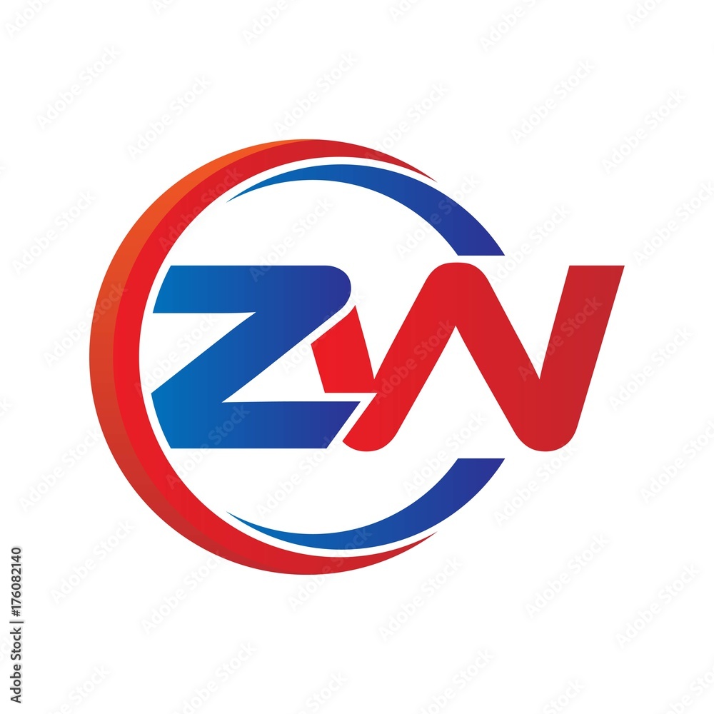 zw logo vector modern initial swoosh circle blue and red zw logo vector modern initial swoosh circle blue and red