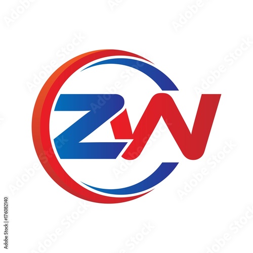 Free Download zw logo vector modern initial swoosh circle blue and red - GFXLoad