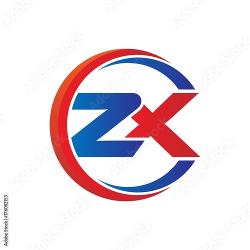 zx logo vector modern initial swoosh circle blue and red