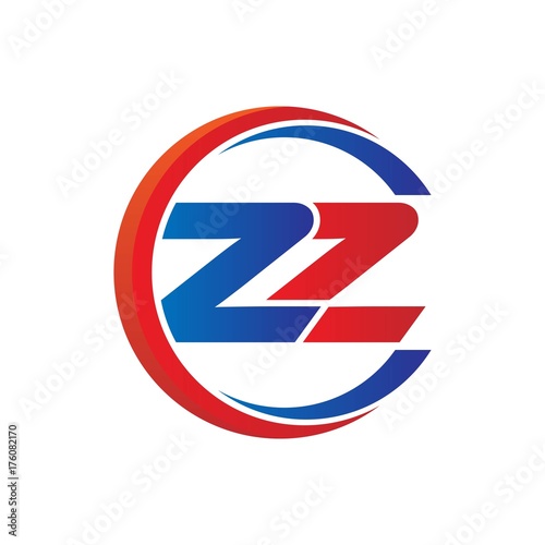 Free Download zz logo vector modern initial swoosh circle blue and red - GFXLoad