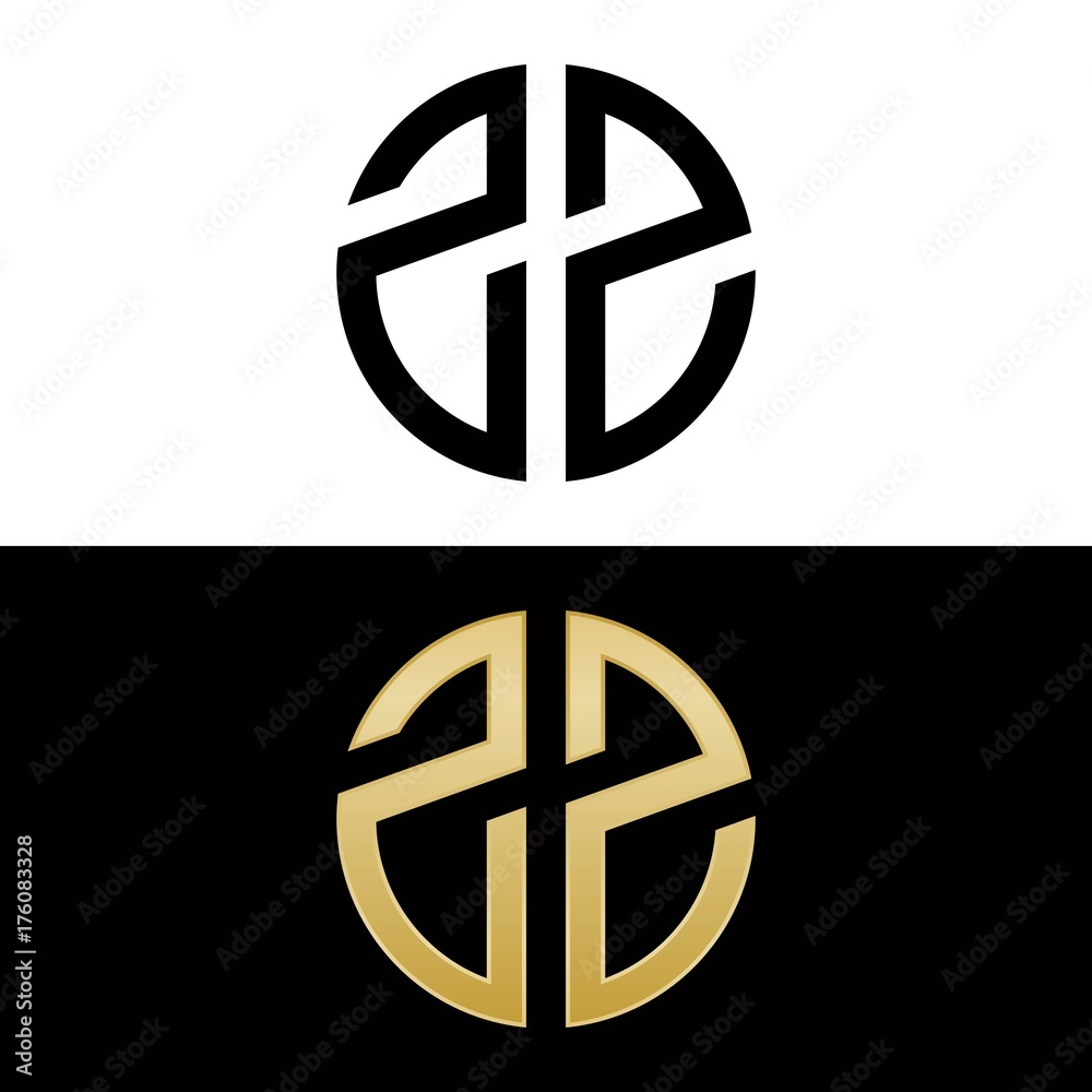zz initial logo circle shape vector black and gold zz initial logo circle shape vector black and gold