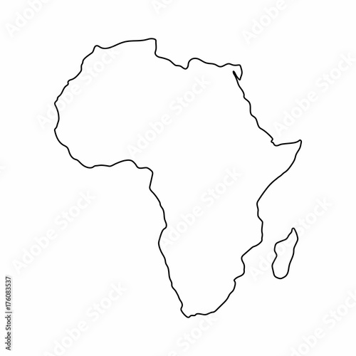 Africa map outline graphic freehand drawing on white background. Vector illustration. photo