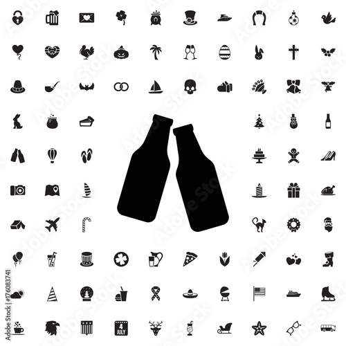 Beer bottle icon. set of filled holiday icons.