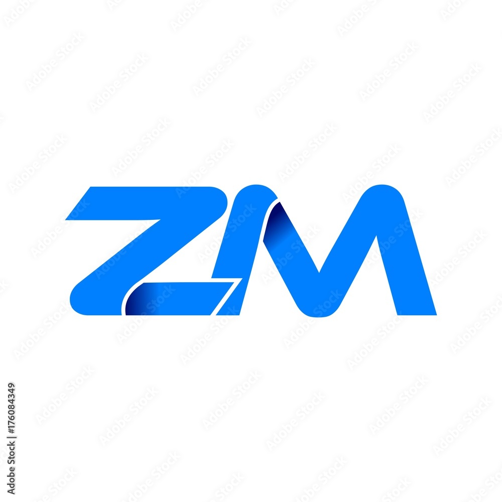 zm logo initial logo vector modern blue fold style zm logo initial logo vector modern blue fold style
