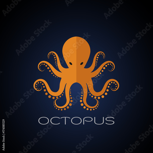 Vector of an octopus design on dark blue background. Aquatic animals.