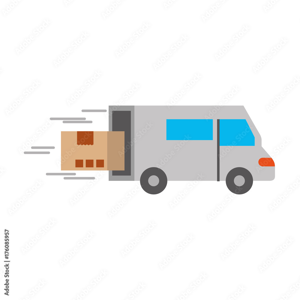 fast delivery van truck cardboard box element fast delivery van truck cardboard box element
