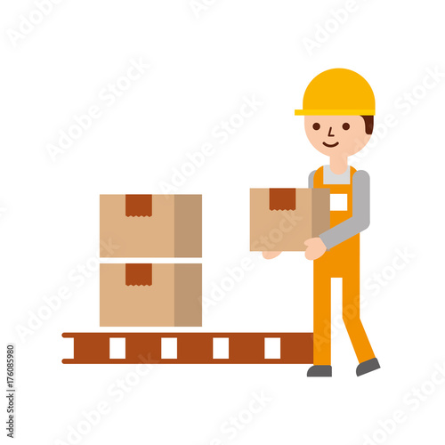 logistic delivery man character holding parcel storage