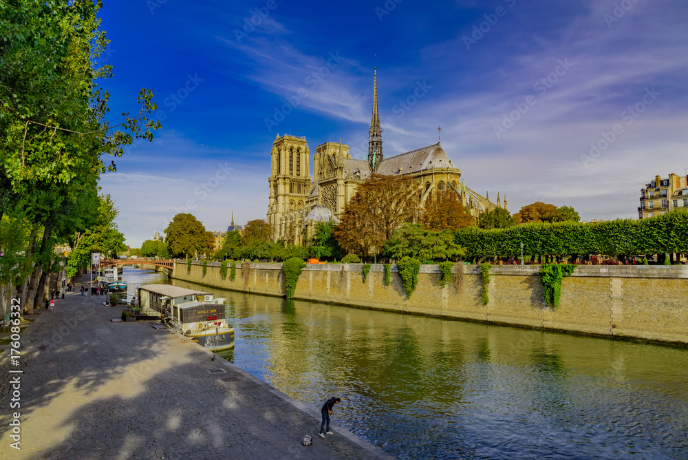 Notre Dame in Paris, in the autumn