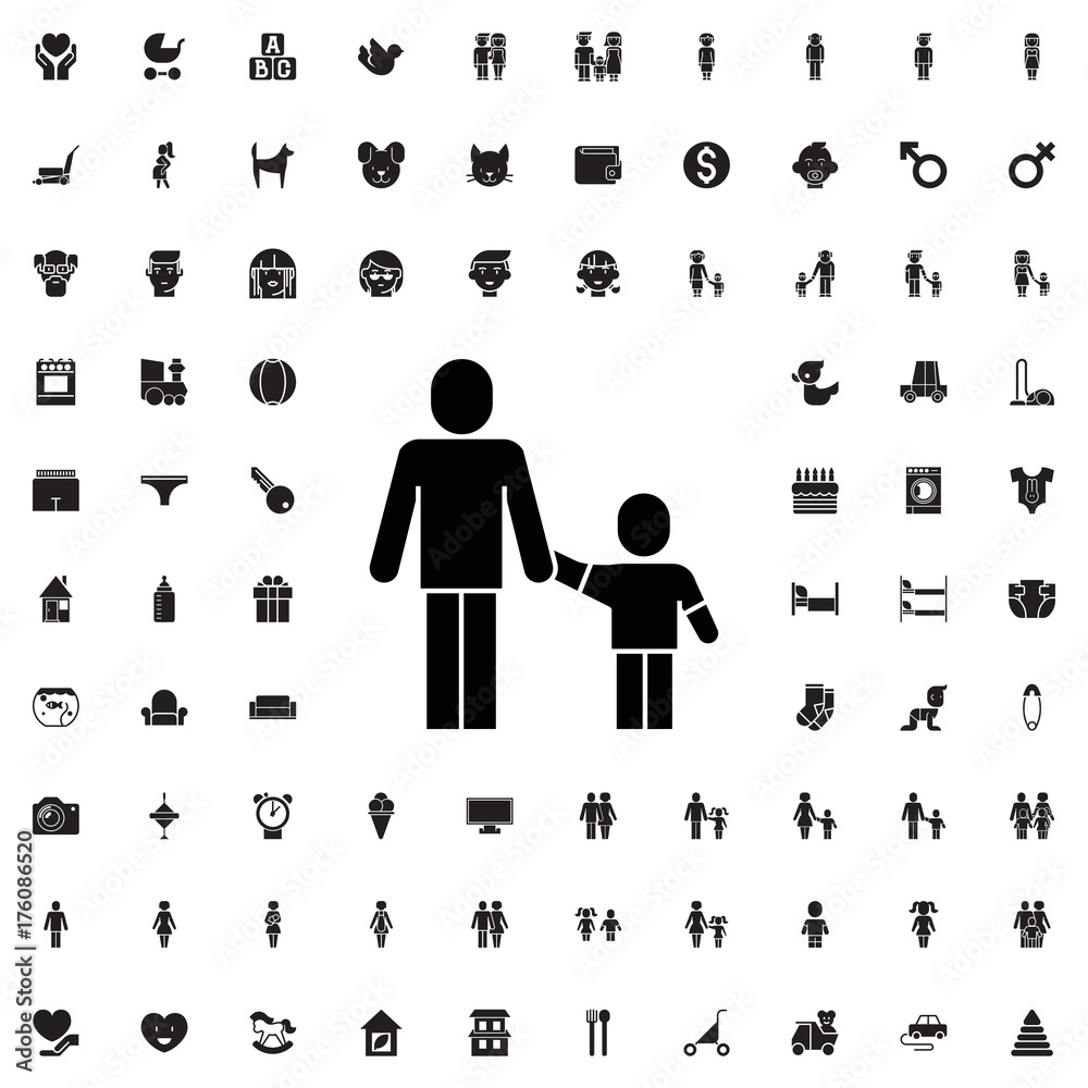 Father and son icon. set of filled family icons. Father and son icon. set of filled family icons.