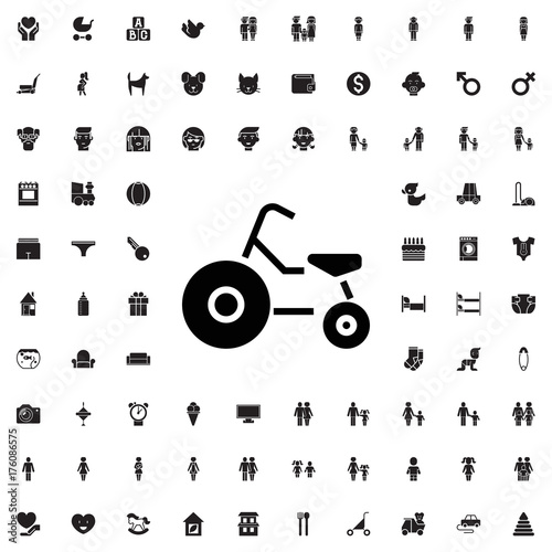 Tricycle icon. set of filled family icons.