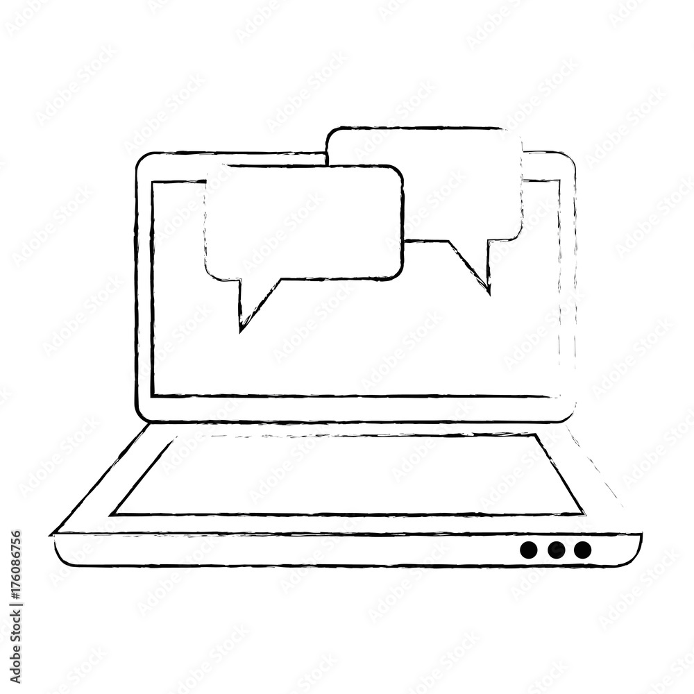 laptop computer with speech bubble laptop computer with speech bubble